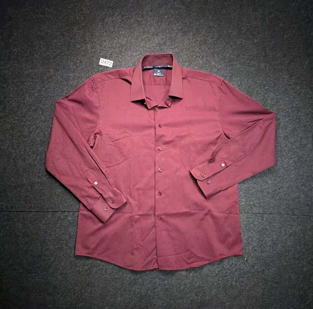 Ben Sherman Slim Fit Dress Shirt Size 16 16.5 32/33 Burgundy Long Sleeve